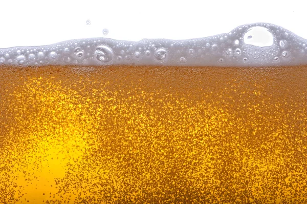 Pęcherzyki Piwa Dużym Powiększeniu Zbliżeniu — Zdjęcie stockowe