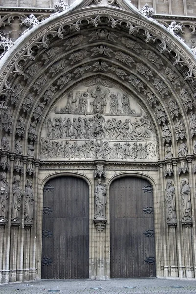 Bronze Door Entry Famous Vrouwekathedraal Cathedral Our Lady Antwerp — стоковое фото