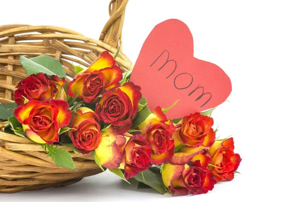 Red Yellow Roses Basket — Stock Photo, Image