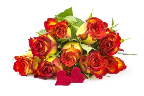 Rosas Corazones Rojos Amarillos —  Fotos de Stock