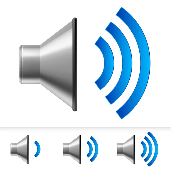 Lautsprechersymbole Mit Unterschiedlichen Lautstärkepegeln Abbildung Auf Weißem Hintergrund — Stockfoto