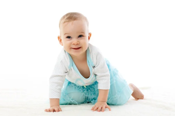 Sweet Small Baby Girl White Background — Stock Photo, Image