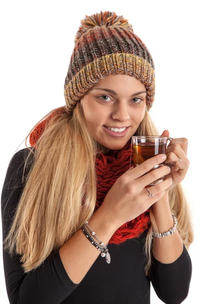Jovem Atraente Com Uma Xícara Chá — Fotografia de Stock