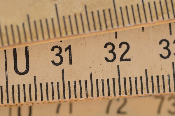 Close Old Wooden Ruler — Stock Photo, Image