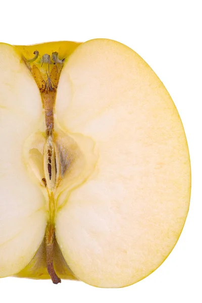Närbild Halv Äppelfrukt Isolerad Vit Bakgrund — Stockfoto