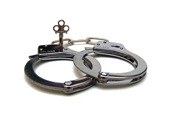 Handcuffs White Background — Stock Photo, Image