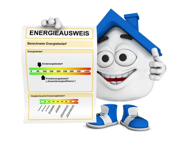 Malý Dům Modrý Energetická Certifikace Koncept — Stock fotografie