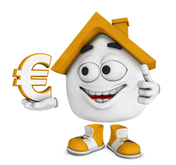 Litet Hus Orange Euro Symbol — Stockfoto