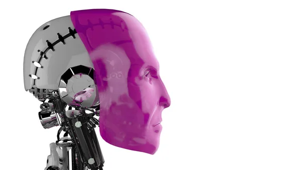 Widok Boku Głowa Robota Różowy — Zdjęcie stockowe