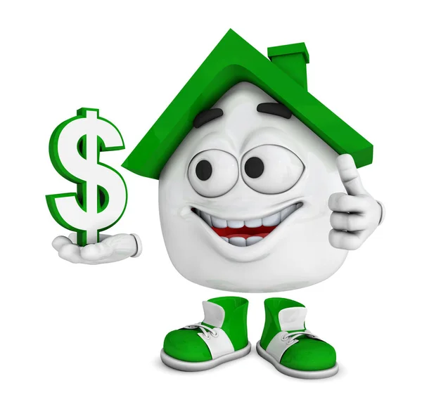 Маленький Дом Зеленый Символ Доллара — стоковое фото