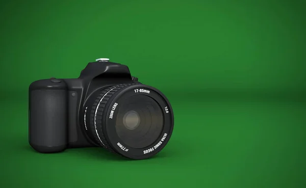 Dslr Tam Biçim Yeşil Üzerine Dijital Slr Kamera Siyahı — Stok fotoğraf