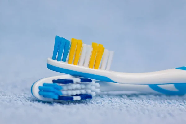 Toothbrush Toothpaste Blue Background — Stock Photo, Image