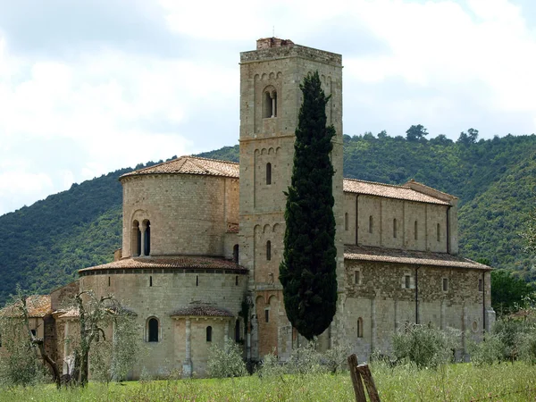 Sant Antimo Abdij Bij Montalcino Toscane Italië — Stockfoto