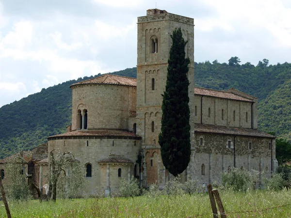 Talya Toskana Montalcino Yakınlarında Sant Antimo Manastırı — Stok fotoğraf
