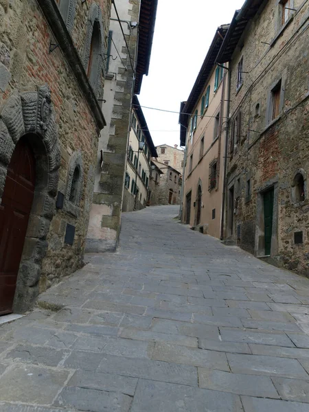 Una Strada Cortona Città Toscana Origine Etrusca — Foto Stock