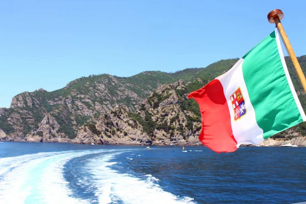 Italienische Flagge Auf Einem Boot Portofino — Stockfoto