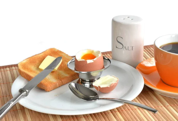 Налаштування Сніданку Вареним Яйцем Тостом — стокове фото