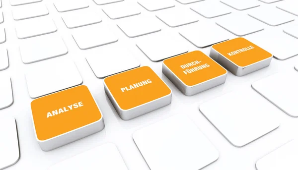 Pad Concept Orange Kontrola Realizacji Planowania Analizy — Zdjęcie stockowe