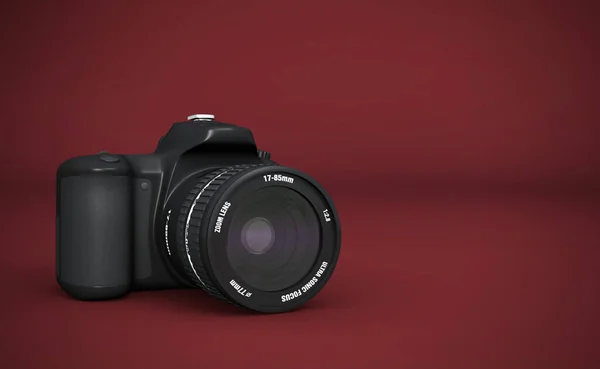 Dslr Tam Çerçeve Kırmızı Üzerine Dijital Slr Siyah — Stok fotoğraf