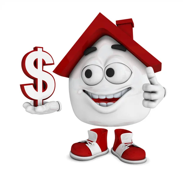 Kleine Huis Rood Dollar Symbool — Stockfoto