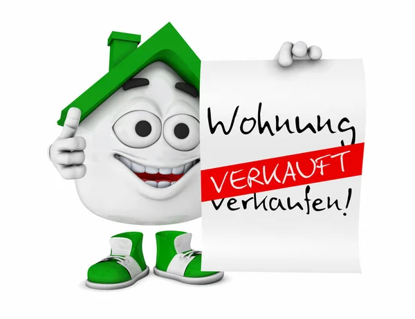 Kleines Haus Grün Wohnung Verkaufen Verkauft — Stockfoto