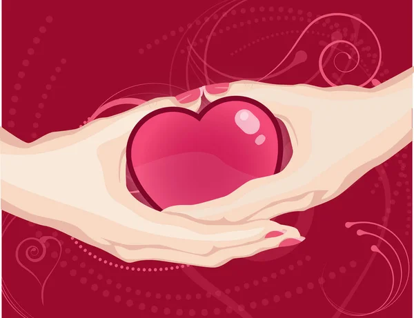 Ilustrace Dvou Ženských Rukou Držících Srdce — Stock fotografie