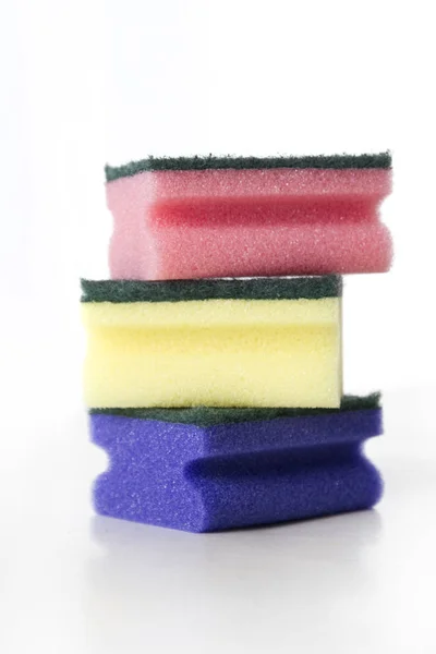 Kleurrijke Pot Scourers Witte Achtergrond — Stockfoto