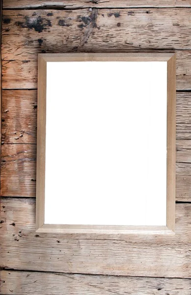 Wooden Photo Frame Old Wooden Wall — Stock Photo, Image