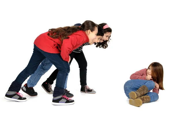 Grupo Niños Acosando Niño Aislado — Foto de Stock