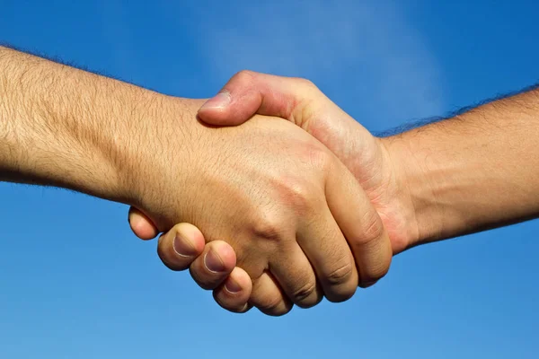 Handshake Blue Sky — Stock Photo, Image