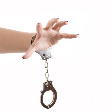 hands with handcuffs isolated on white clipart