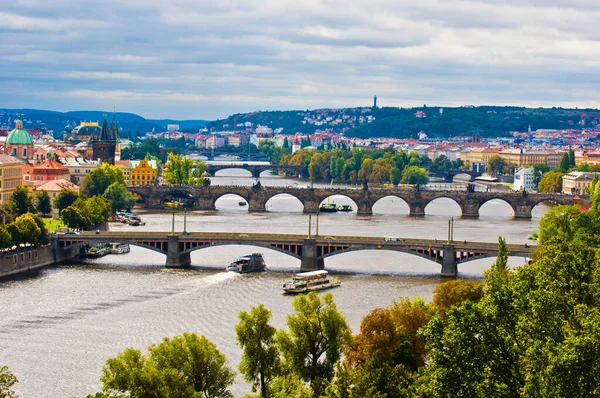 Aerial View Old Bridges Prague — Stock Photo, Image