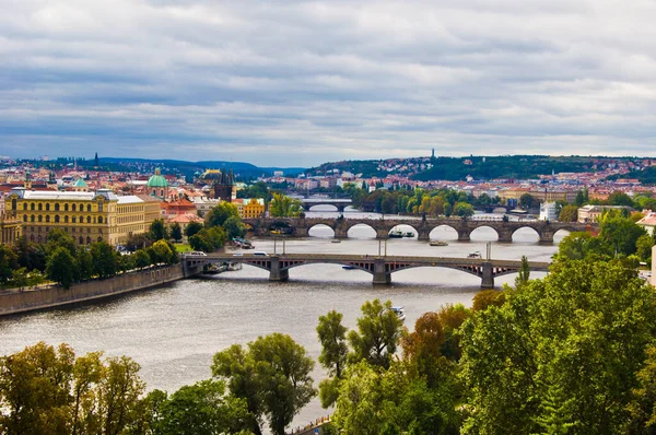 Letecký Pohled Staré Pražské Mosty — Stock fotografie