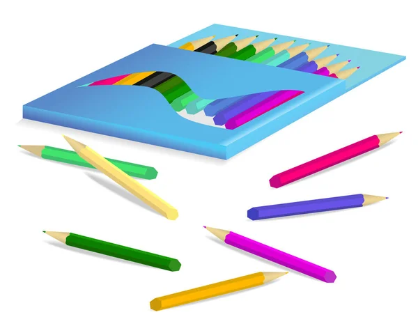 Scatola Pensil Con Matite Colore — Foto Stock