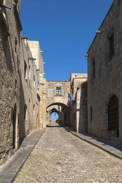 Calle Los Caballeros Casco Antiguo Rhodes —  Fotos de Stock