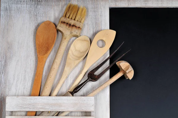 Sendok Masak Kayu Tua — Stok Foto