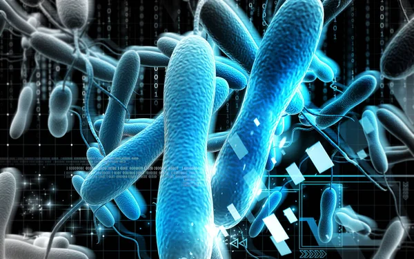 Ilustración Digital Bacterias Del Cólera Fondo Color — Foto de Stock