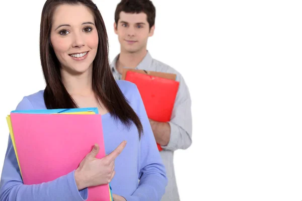 Junge Und Mädchen Mit Ordnern — Stockfoto