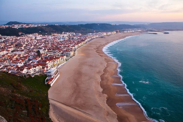 Naturskön Utsikt Över Nazare Stad Och Strand Från Utsikt Över — Stockfoto