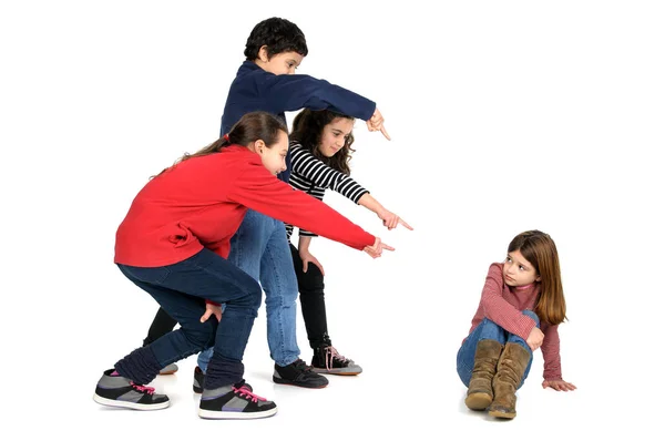 Group Children Bullying Isolated Child — Stock Photo, Image