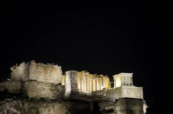 Vista Noturna Acrópole Atenas Partir Oeste — Fotografia de Stock