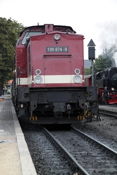 Trilhos Bitola Estreita Harz Locomotiva Diesel — Fotografia de Stock