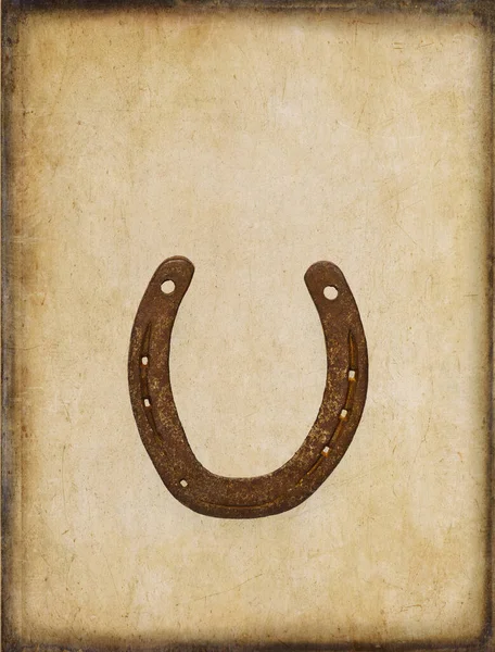 Horseshoe Suerte Fondo Grunge Marrón —  Fotos de Stock