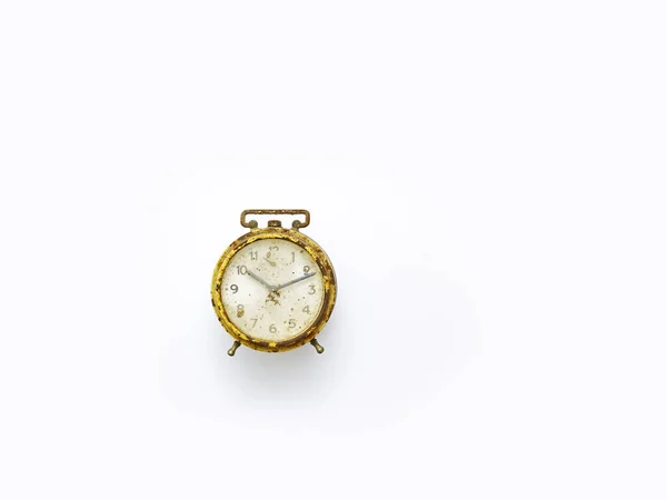 Orologio Orologio Tempo Vecchio Antico Bianco Oro — Foto Stock