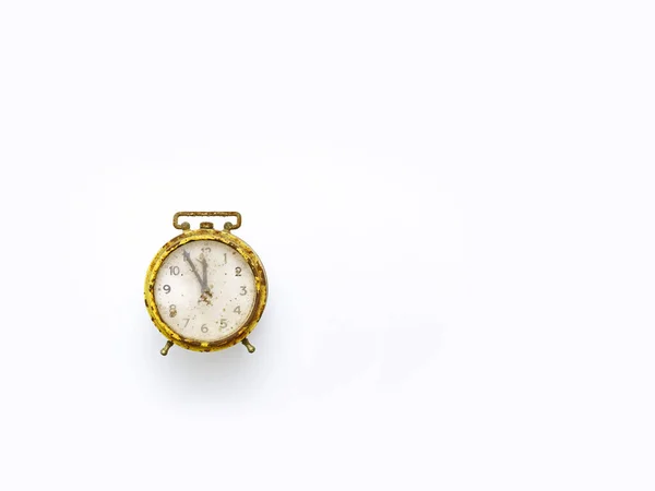 Allarme Orologio Tempo Vecchio Antico Bianco Oro — Foto Stock