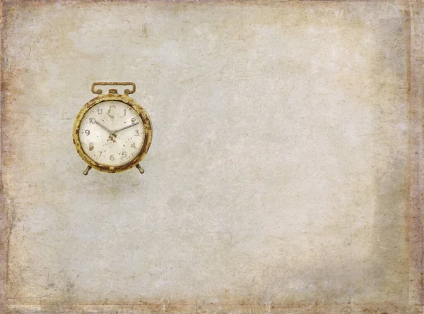 Alarme Relógio Tempo Velho Antigo Branco Ouro — Fotografia de Stock