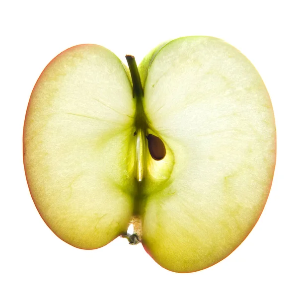 白の背景に隔離された新鮮な緑のリンゴのクローズアップ — ストック写真