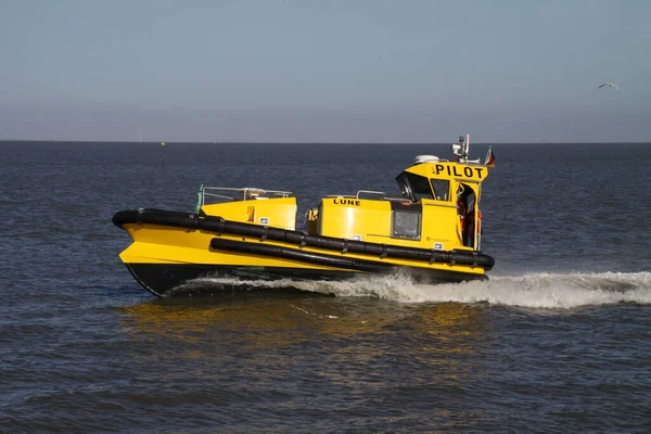 Yellow Pilot Boat North Sea — Stock Photo, Image