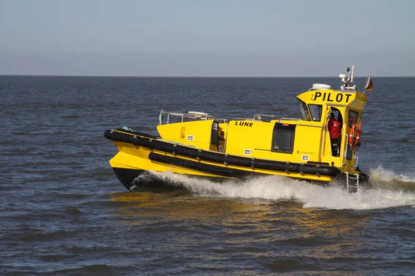 Bateau Pilote Jaune Sur Mer Nord — Photo