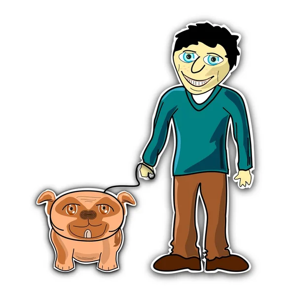 Man Pug Cartoon — Stock Photo, Image